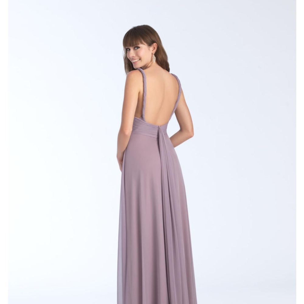 Allure Bridals Sz 10 Zinc Dusty Lavender Empire Waist Bridesmaid Evening Gown - Picture 2 of 12